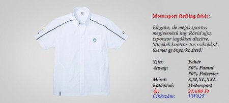 Motorsport fehér férfi ing